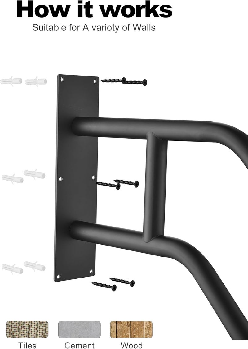 Repuskor Hand Rails for Outdoor Steps,Hand Rails for Elderly, Porch Railing & Deck Hand Rail Wall Mount Stair Hand Grab Bars, U-Shape Safety Handle for Garage, Porch, Garden 2Pack - Image 4